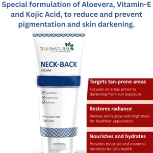 7 DAYS Neck Back Cream for Acanthosis Nigricans with Vitamin-E & Kojic acid 100G - Picture 1 of 5