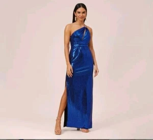 Abito donna Adrianna Papell asimmetrico paillettes con dettaglio ritagliato cobalto taglia 18 - Foto 1 di 8