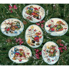 Gold Collection Playful Snowman Ornaments Counted Cross Stit-Up To 4.5" Set Of 6