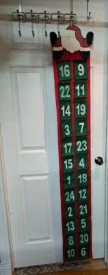 Advent Calendar Very Long 68" Felt Pockets 5"x4" Vtg Santa Christmas Unbranded - Изображение 1 из 4