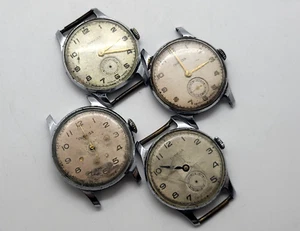 Vintage wristwatch Pobeda 50s USSR Mechanical Watch 1MChZ Not working 4 pieces - Picture 1 of 24