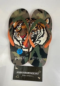 Polo Ralph Lauren Whitlebury II Tiger Camo Print Flip-Flop Sandals Men’s Size 10 - Picture 1 of 4