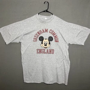 VTG 80s DISNEY Mickey Greenham Common England T-Shirt Adult 3X Grey - Picture 1 of 7