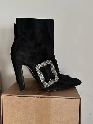 Ботинки ZARA с инкрустированной пряжкой на высоком каблуке черные размер 39 - Изображение 1 из 4