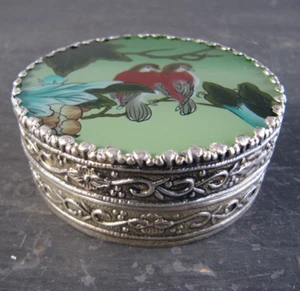 Vintage Chinese Hand Painted Trinket Box with Mirror - Picture 1 of 9