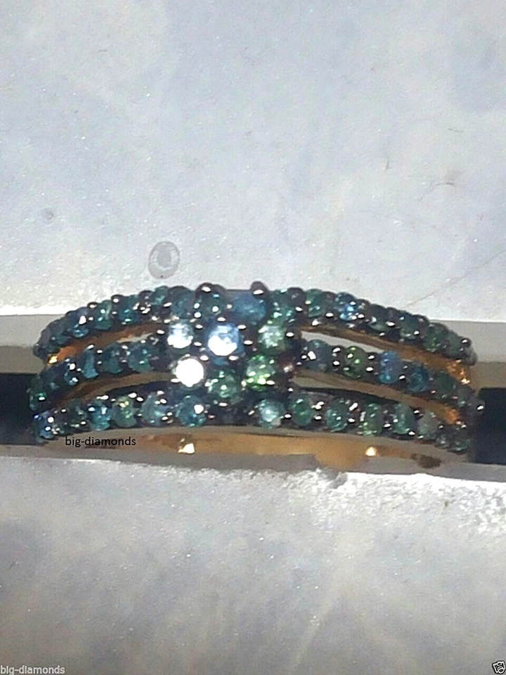 Anillo de diamantes azules de 0,75 quilates de plata de ley 925 envío gratuito - Imagen 1 de 1