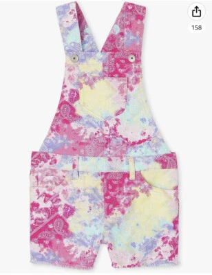 Children’s Place girls 6X/7 tie dyed Paisley twill shortalls overalls shorts - Image 1 of 4