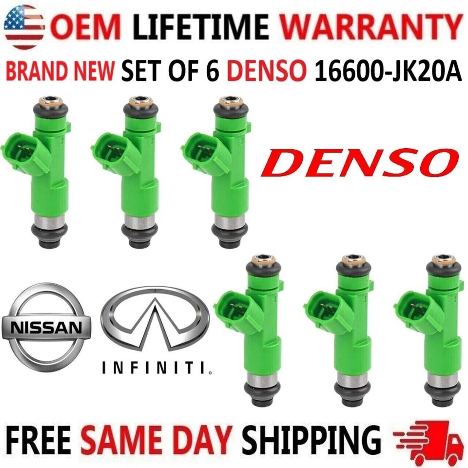 New x6 DENSO Fuel Injectors for 2008-2012 Infiniti EX35 3.5L V6 #16600-jk20a - Image 1 of 4