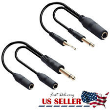 1/4" 6.35mm TS Mono to Dual 1/4" Y Splitter Cable Adapter Converter 30CM