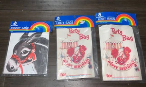 Vintage 1981 General Mills Clown Party  Bags & Pin The Tail On The Donkey Lot - Picture 1 of 7