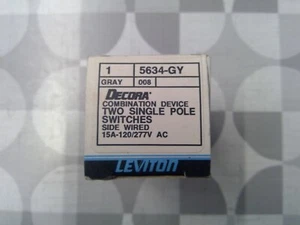 Leviton 5634-GY 15A 120/277V 2 Toggle Switch Combination Device *Free Shipping* - Picture 1 of 4