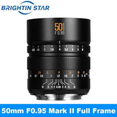 Brightin Star 50mm F0.95 Mark II Full Frame Lens For E/Z/RF/EOS-R/L mount Camera - Image 1 of 4