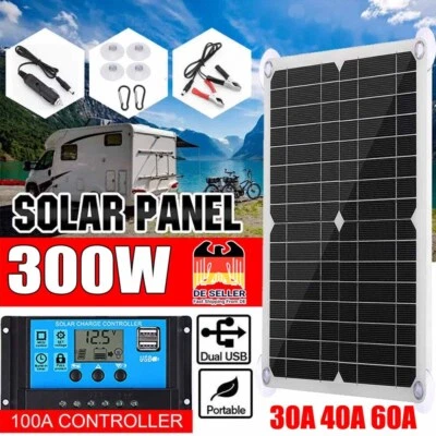 300W Solarpanel 12V Solar Ladegerät Autobatterie Erhaltungsladegerät für Caravan - Bild 1 von 4