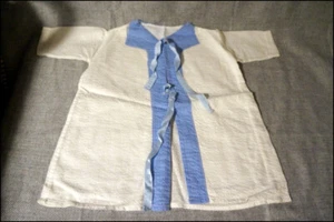 Vintage 1940s Baby/Toddler/Doll Cloths Cotton Wrap Around Blue Ribbon Ties #S082 - Picture 1 of 6