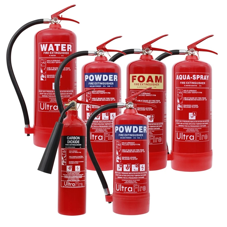 ULTRAFIRE Powder, CO2, Foam, Water Fire Extinguishers for Office, Reception, Warehouse