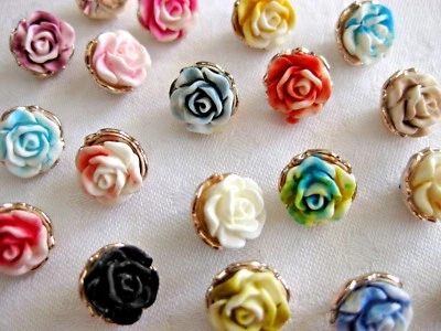 10 hübsche Rosen-Knöpfe,zweifarbig,verschiedene Farben,Farbe wählbar,ca.11mm K69 - Bild 1 von 3