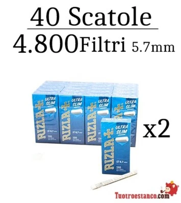 2 x Filtri Rizla di 5,7mm (40 scatole) - 4.800 Filtri - Imagen 1 de 4