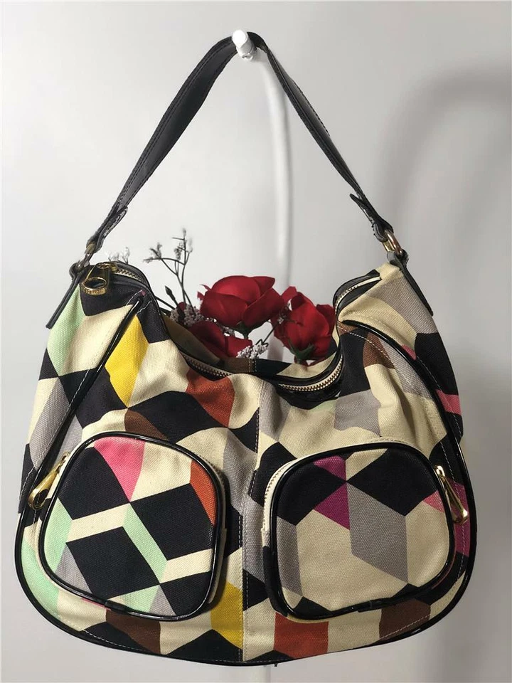 Bolso de Hombro Hobo TED BAKER 100% Algodón Estampado Geométrico Bolsillos Frontales con Cremallera Foto 1 de 4