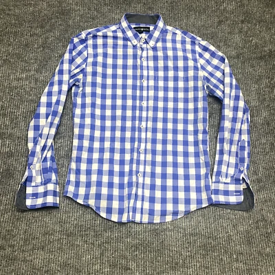 Рубашка на пуговицах мужская Beverly Hills Polo Club M синяя белая в клетку с буйволом - Изображение 1 из 4