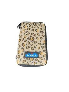 Kavu Wallet Organizer Spot On Leopard Cheetah Zip Closure Pockets Tan Black - Picture 1 of 3