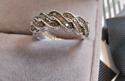 $200 OFF!!   Red Diamond Genuine Diamonds Ring in Rope Twist Design SIZE 7 - Image 1 of 4