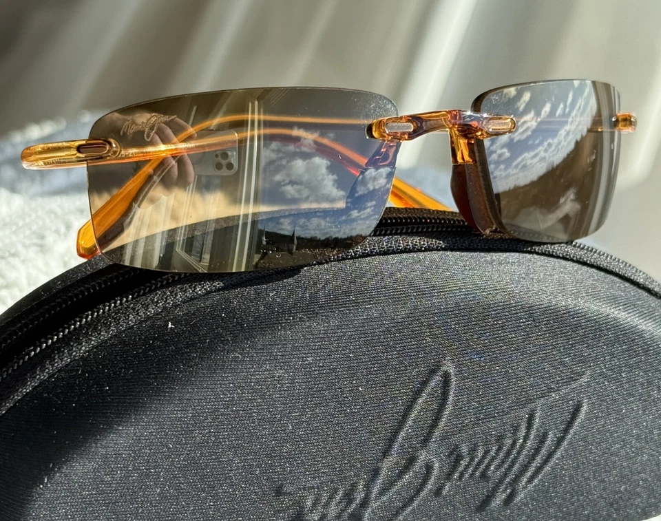 Maui Jim Pele MJ 575 21 无框琥珀色太阳镜 + HCL 偏光镜片太阳镜 — 第 1/4 张图片