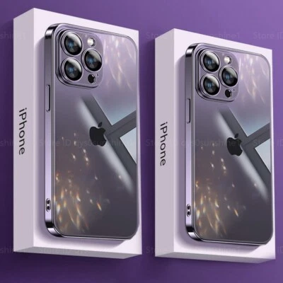 For iPhone 13 12 14 Pro Max Mini 11 XS XR Case Plating Clear Soft Silicone Cover - Image 1 of 4