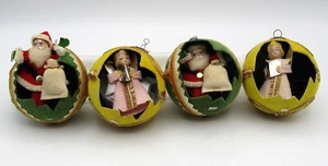 VTG. MONTGOMERY WARD JAPAN MADE CARDBOARD/FELT DIORAMA CHRISTMAS BALLS (SANTA) 4 - Picture 1 of 7