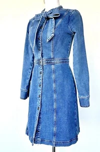 Boden Elspeth Denim Tie Neck Dress Retail $169 Size 2 NWT - Picture 1 of 7