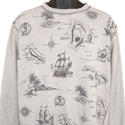 Sudadera Lost At Sea Para Hombre Talla XL Gris Barco Pirata Islas Palmeras Hawaii Foto 1 de 4