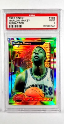 1993-94 Topps Finest Refractor #185 Marlon Maxey SP PSA 9 *Solo 4 más alto* Foto 1 de 3