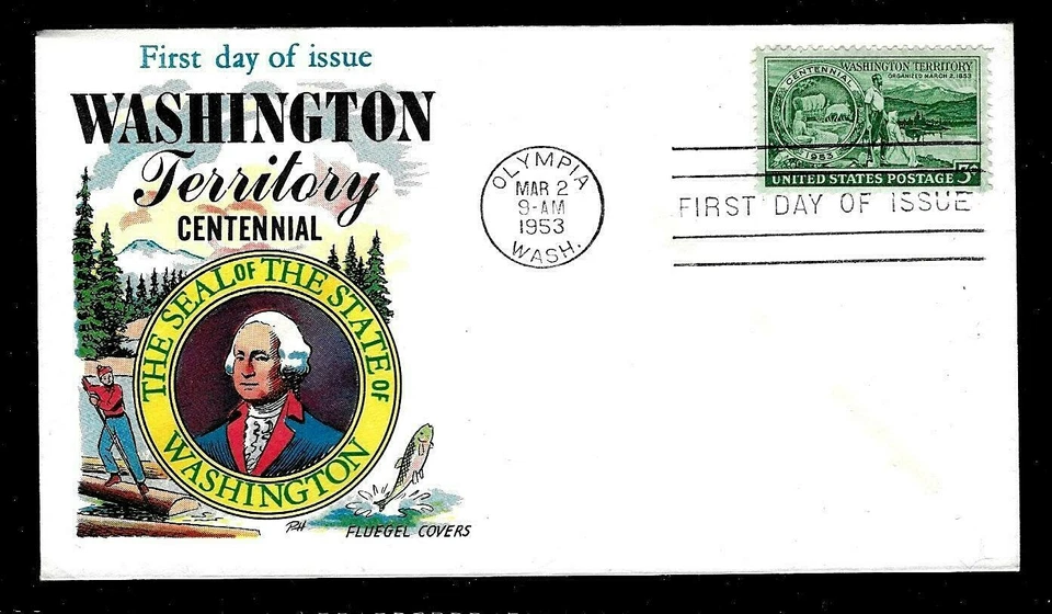 1019 3c Stamp (1953) THE VITAL WASHINGTON TERRITORY FDC BY HERMAN FLUEGEL !!! - Image 1 of 1