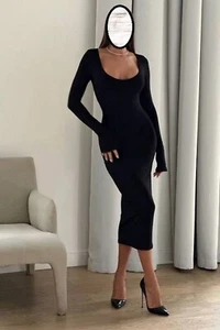 Dolce and Gabbana D&G low cut scoop neck overlong sleeve Dress IT42 UK8-10 US6 - Picture 1 of 24
