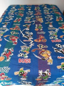 Bibb Co. Marvin the Martian Taz Looney Tunes Sports Theme Twin Flat Sheet ~ NWOP - Picture 1 of 9