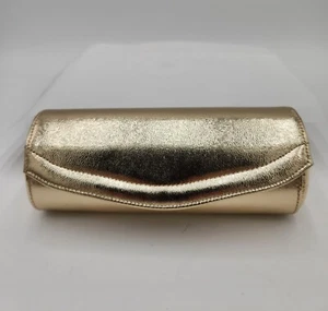 Vintage HIGH FIVE Gold Lame' Metallic Clutch Handheld Evening Bag Glasses 7x2.5" - Picture 1 of 21