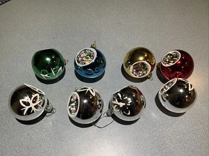 1980'S RETRO 8 GLASS Christmas Ornament Indent Reflector  Starburst Austria - Picture 1 of 7