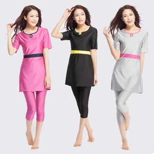 Women Muslim Short Sleeve Swimwear Swimsuit Tops Pants Bathing Suits Burkini - Picture 1 of 34