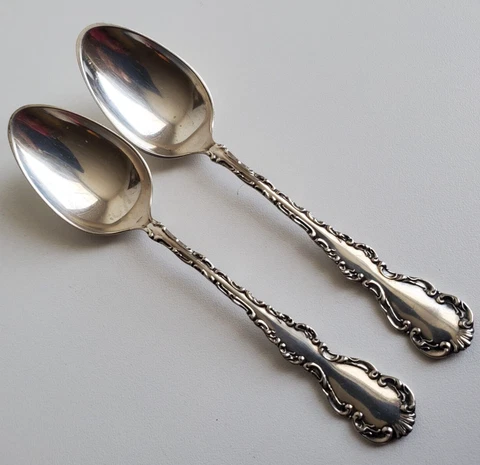 Birks Sterling Louis XV Sterling Silver 925 Youth Spoon Small 5" Lot Set 2 Cover