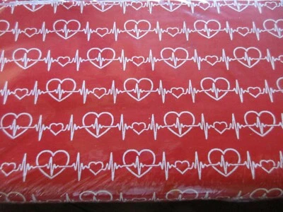 Red Heartbeat Cotton Fabric 1 Fat Quarter EKG Medical Nurse Doctor EMT - Image 1 of 2