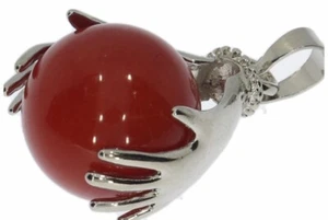  Jade rot  Lucky Hand groß Schmuck Edelstein Anhänger  silber & Öse - HS1076 - Bild 1 von 1