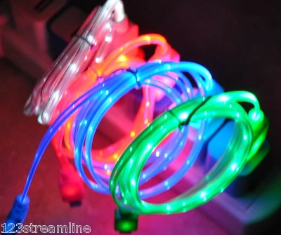 LED LIGHT-UP MICRO USB Data Cable charger FOR Samsung galaxy s6 s7+ note 2 droid - Image 1 of 4