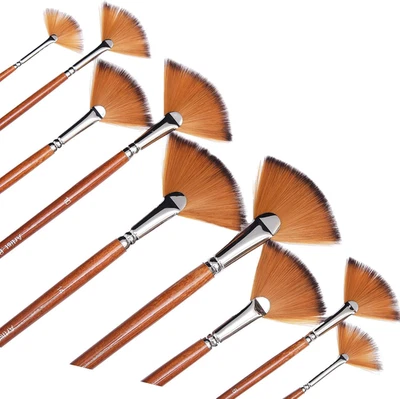 Juego de pinceles de pintura para ventilador de artista, 9 piezas cepillo de ventilador profesional suave anti-desprendimiento para Foto 1 de 4