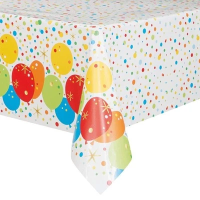 Glitzy Gold Birthday Rectangular Plastic Table Cover - 54" x 84" - Dazzling Cele - Image 1 of 4