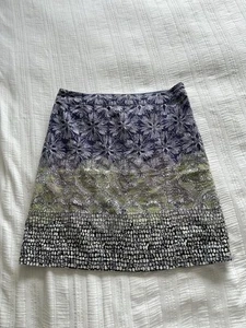 White Stuff Indigo Purple Grey Green Embroidered Skirt Size 14 Lined Abstract - Picture 1 of 13