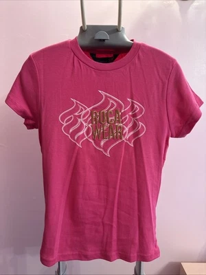 NUEVA Camiseta Manga Corta Con Etiqueta Vintage Y2K Rosa Caliente Logo Para Mujer’s M Foto 1 de 4