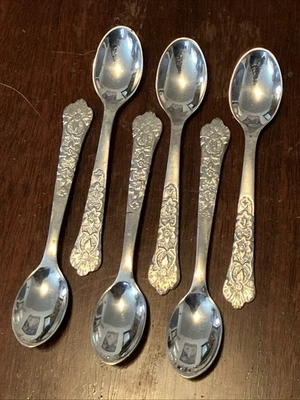 Европейские посеребренные чайные ложки середины века, набор из 6, 115 граммов, антикварное серебро - Изображение 1 из 4