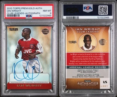 Ian Wright 2010 Topps Premier dorado en tarjeta automática/221 PSA 8 Foto 1 de 3