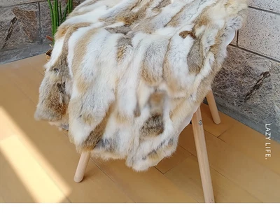 Echt Kaninchen Fell Überwurf, weich, flauschig, für Kissen Bezug BE, Tierfell - Bild 1 von 3