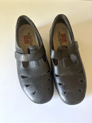 SAS Roamer Tripad Cuero Negro Correa en T Mocasín Pescador Zapatos Para Mujer 10 M Foto 1 de 4