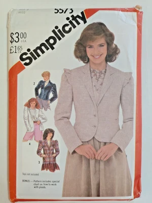 Simplicity 5573 Blazer Jacket Sewing Pattern Ladies 8 UC Fitted Career Work VTG - Image 1 of 4